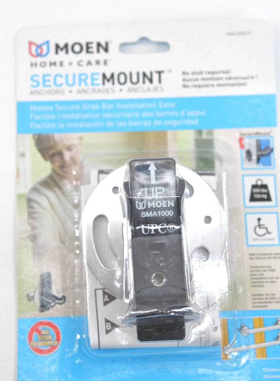 Secure mount Moen SMA1005CH Home Care Grab Bar Mounting Anchor Chrome